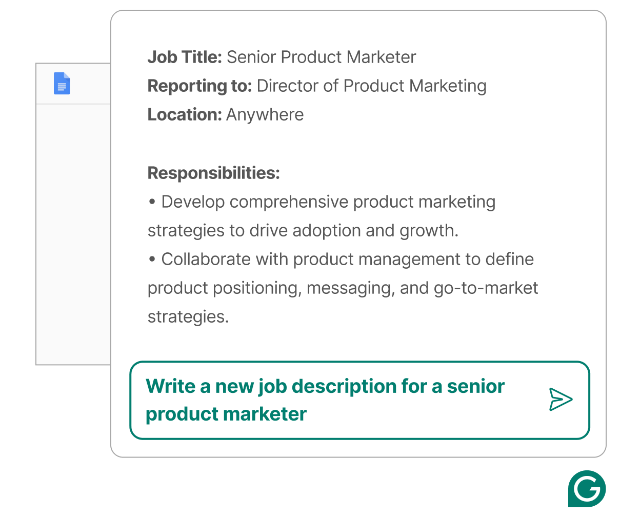 Grammarly writes a job description for a senior product marketer 