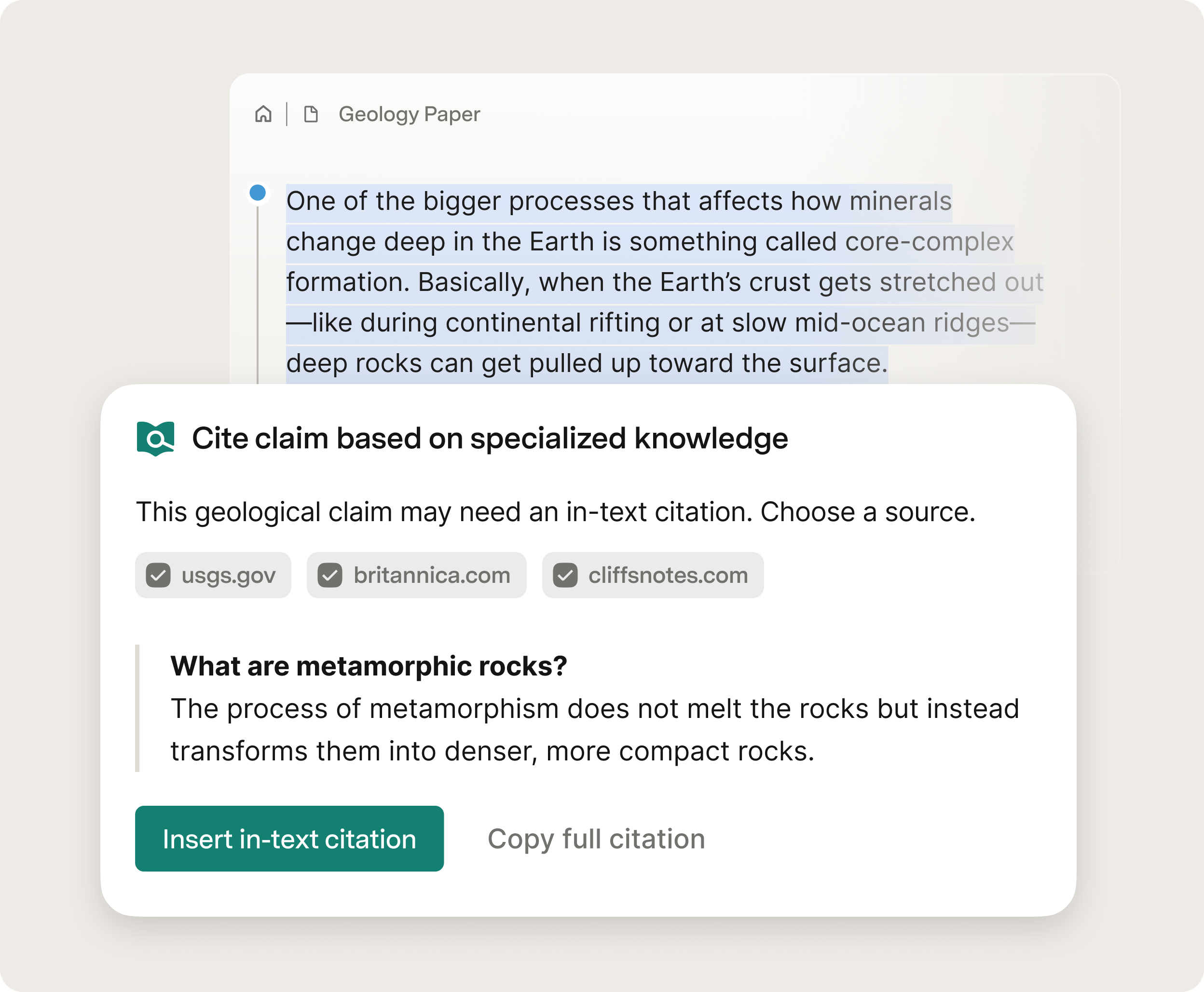Cite claim based on specialized knowledge