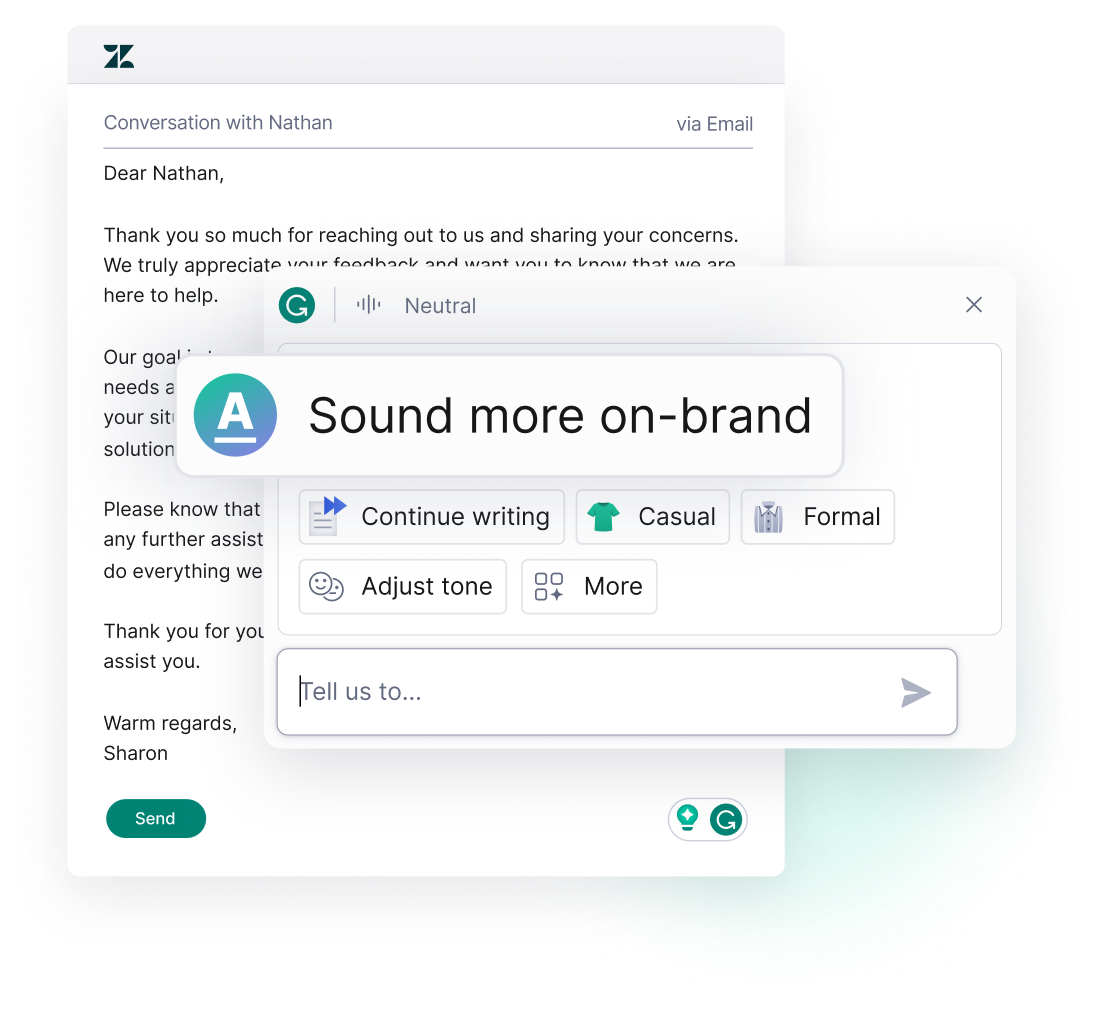 Grammarly helps you sound more on-brand