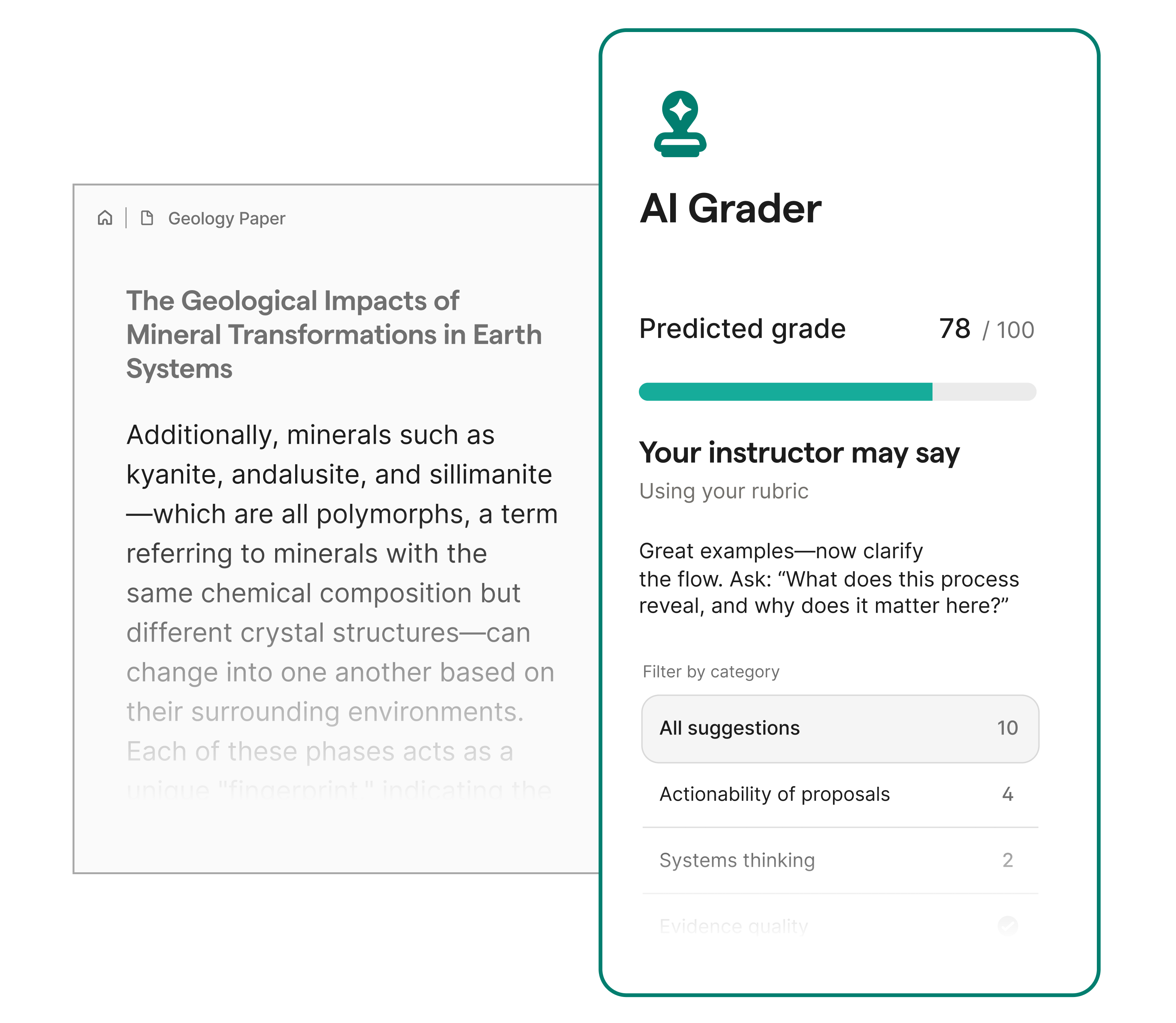 Grammarly's AI Grader showing the grade perdiction