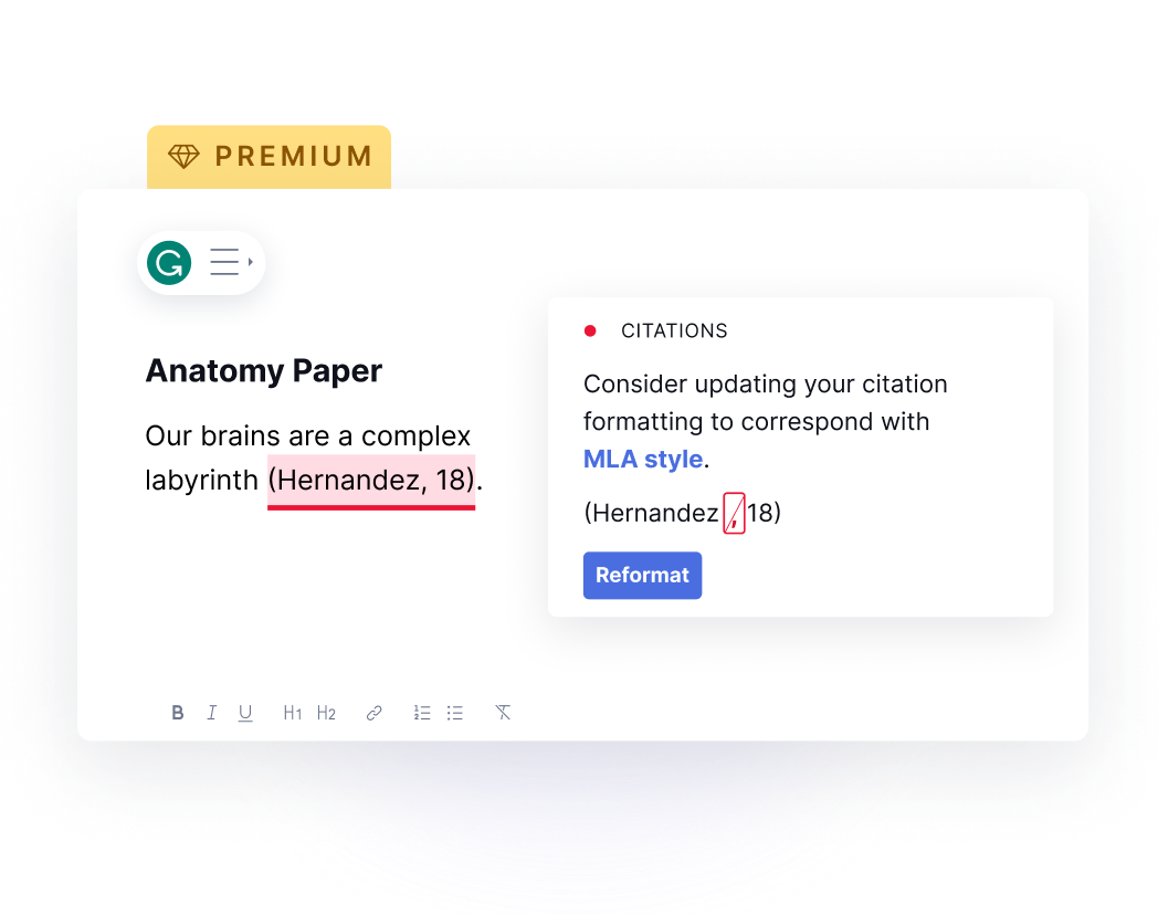 Example of Grammarly's citation formatting