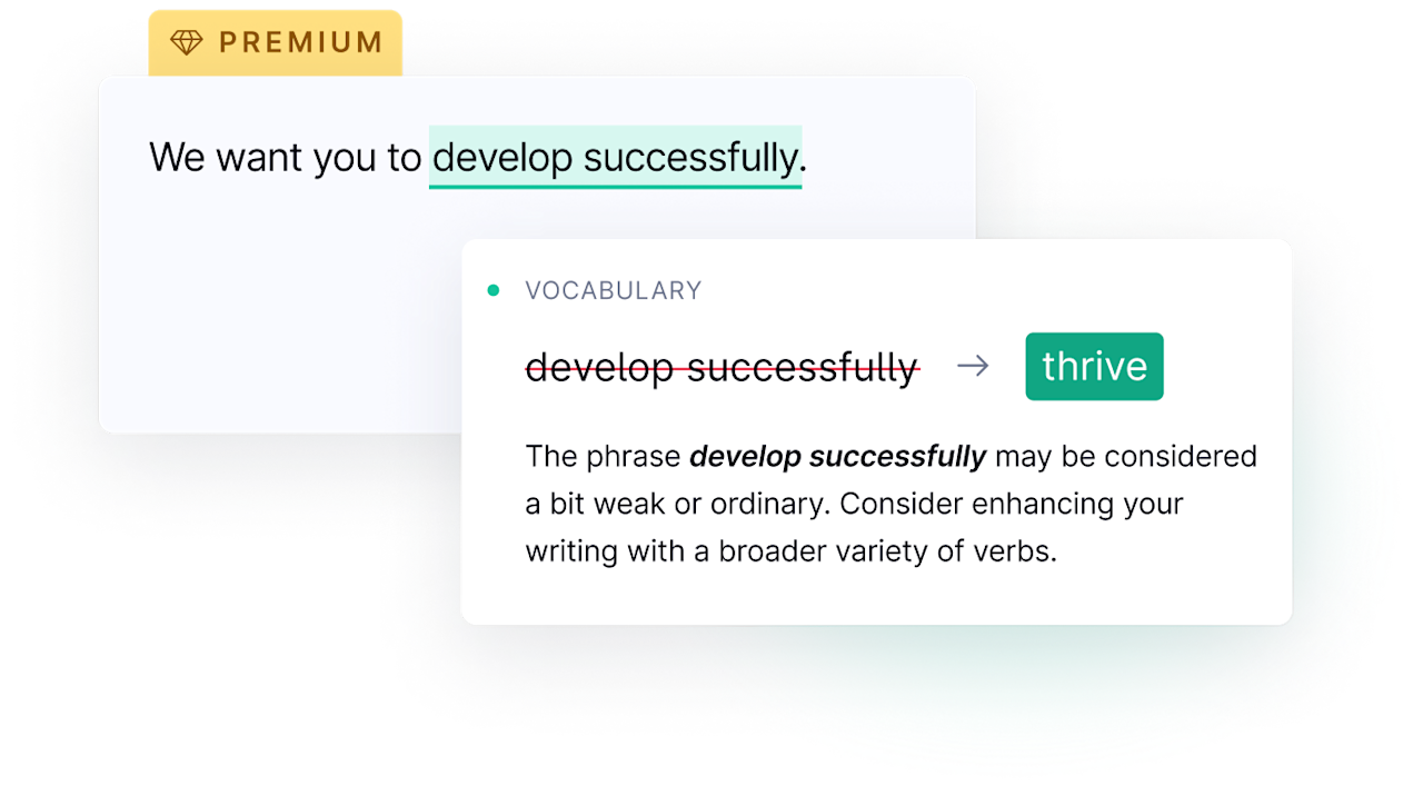 Vocabulary suggestion in the Grammarly product