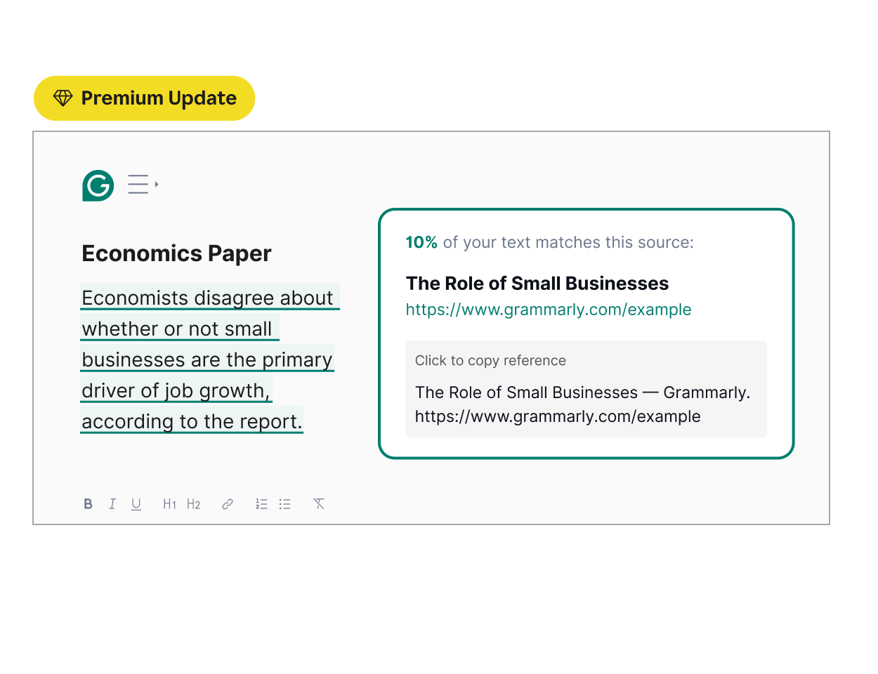 Grammarly shows 10% of your text matching an existing source. 