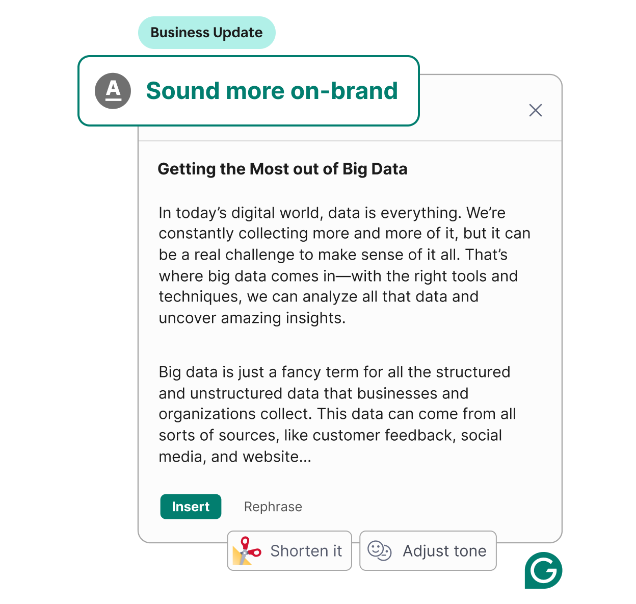 Grammarly helps adjust your text.