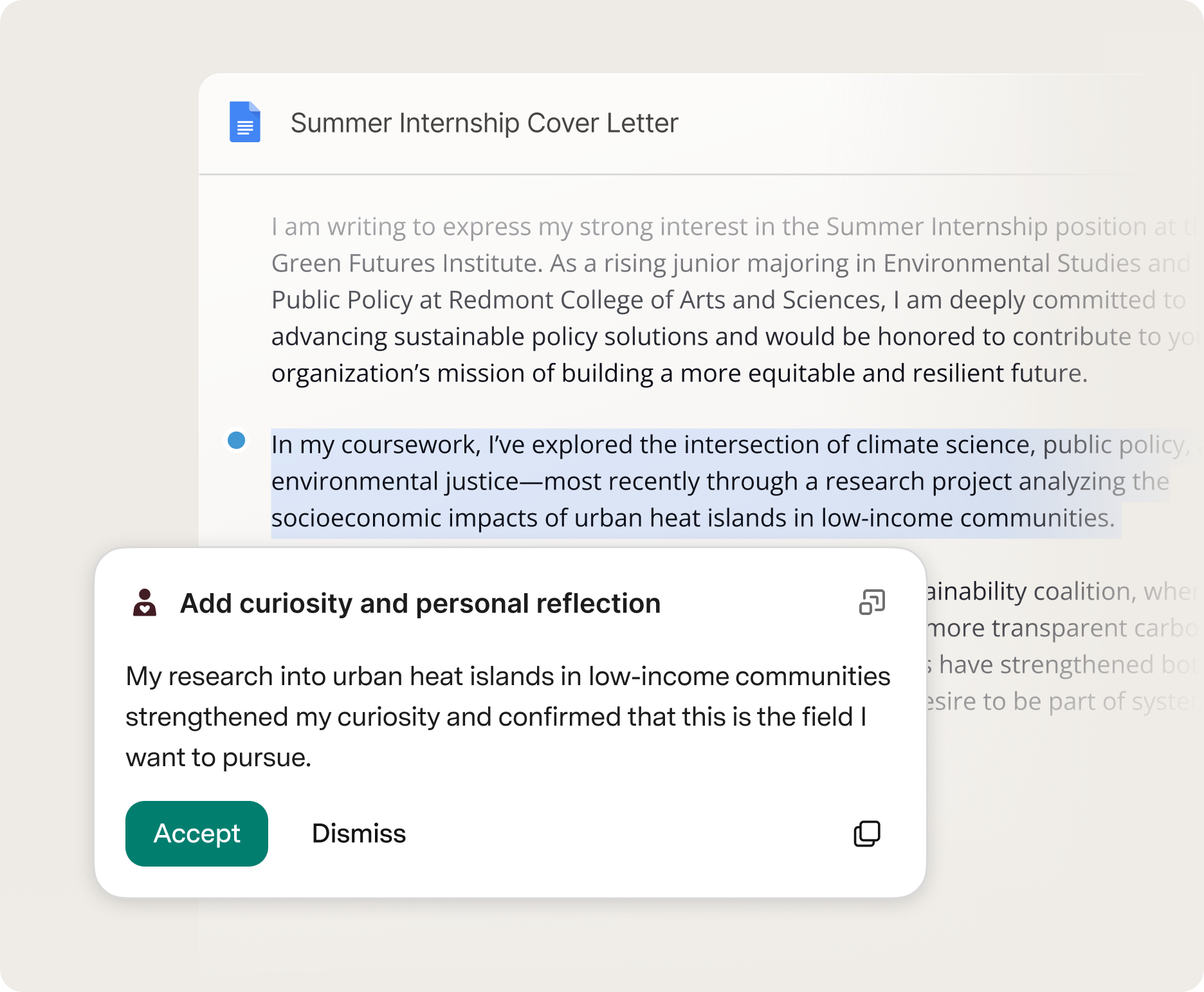 Go Add curiosity and personal reflection