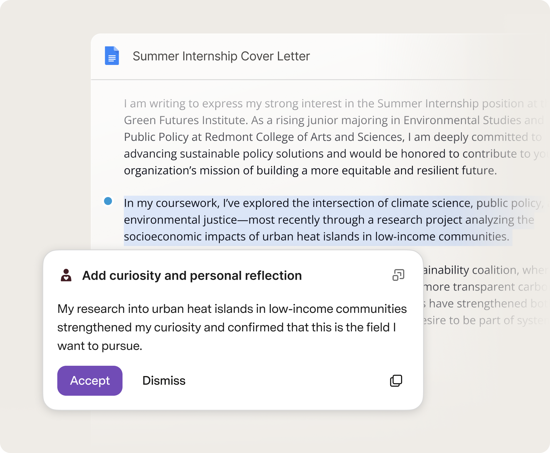 Go Add curiosity and personal reflection