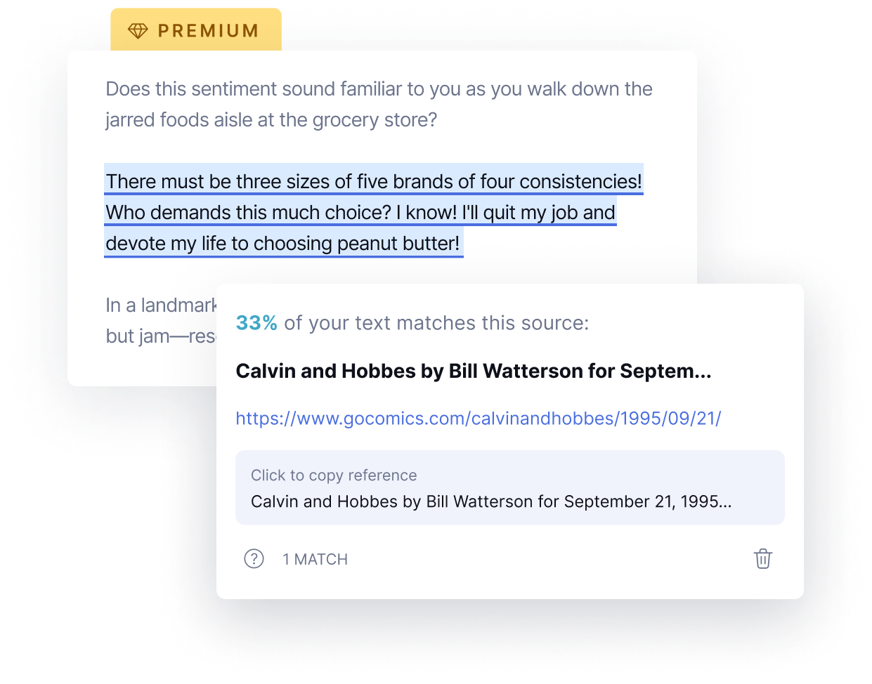 Grammarly checks your text for plagiarism