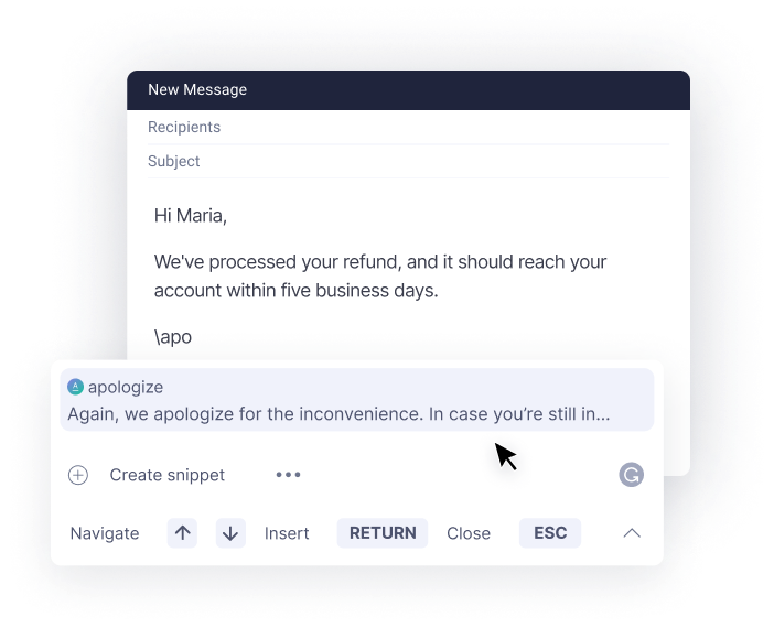 Example of how the snippet functionality can be used