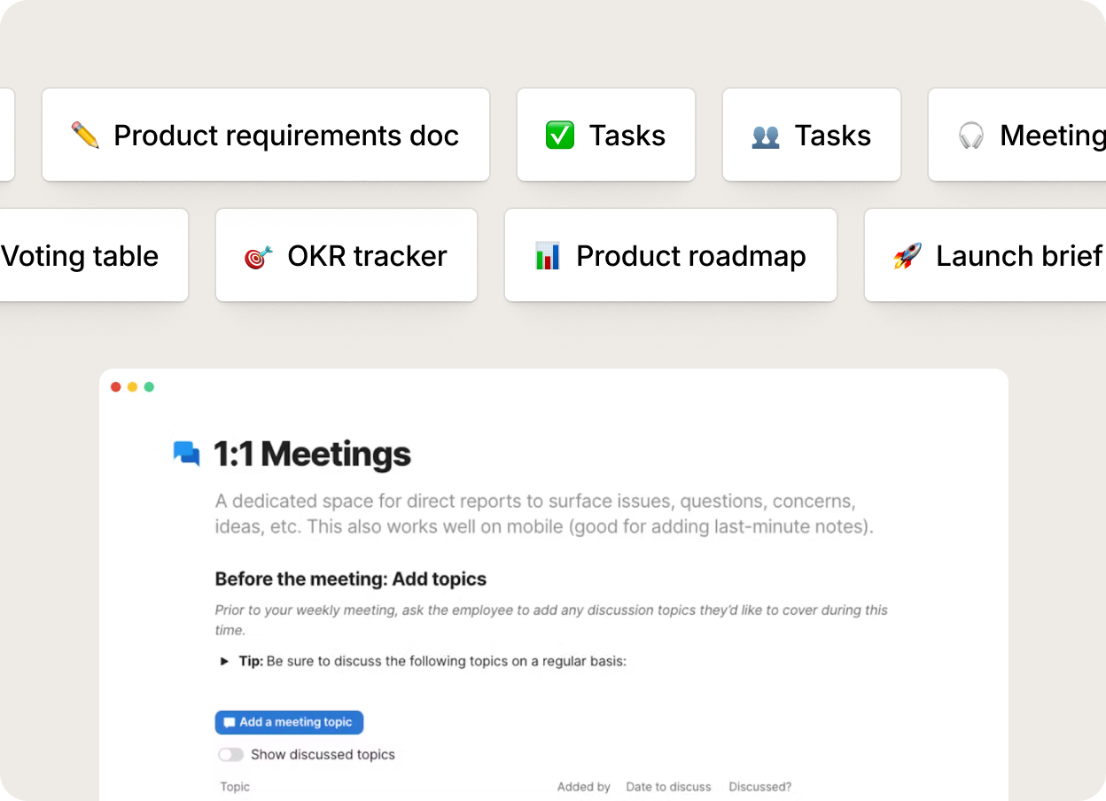 Template options in Coda