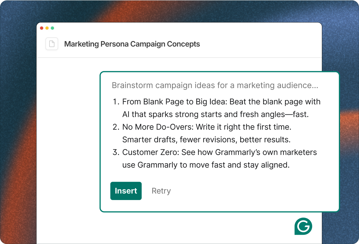 Marketing Persona Campaign Concepts product demo