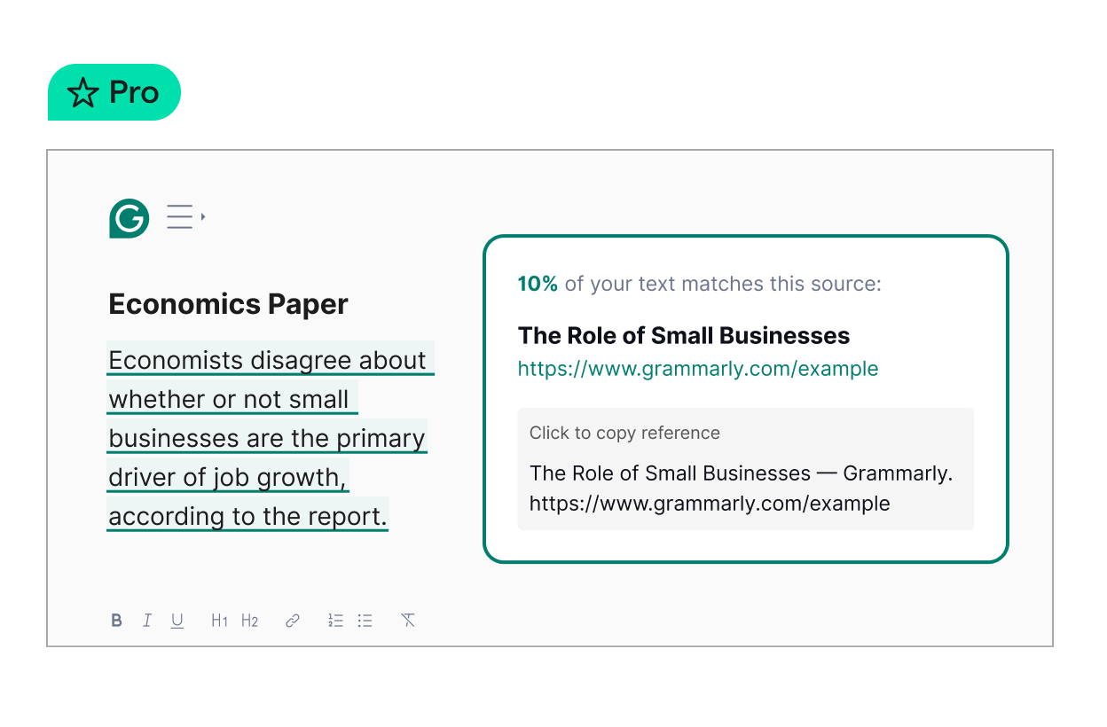 Grammarly shows your text's likeness to existing works