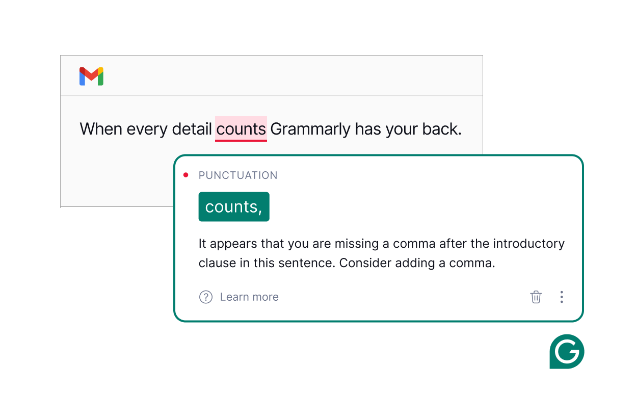 Grammarly catches your punctuation mistakes