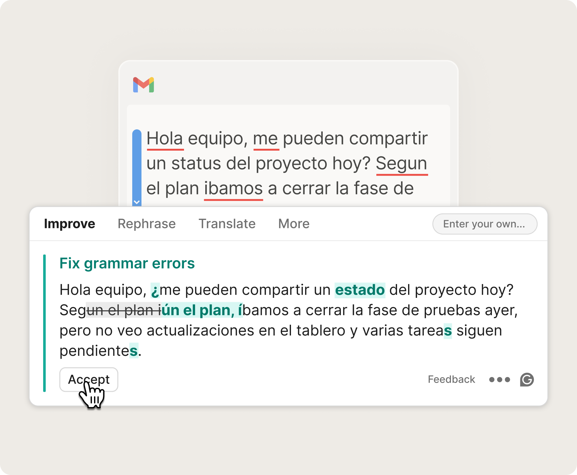 A Grammarly user using paraphrasing functionality to shorten a Word Doc