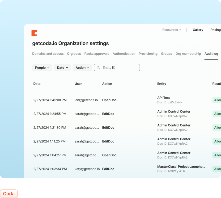 Enterprise audit events dashboard