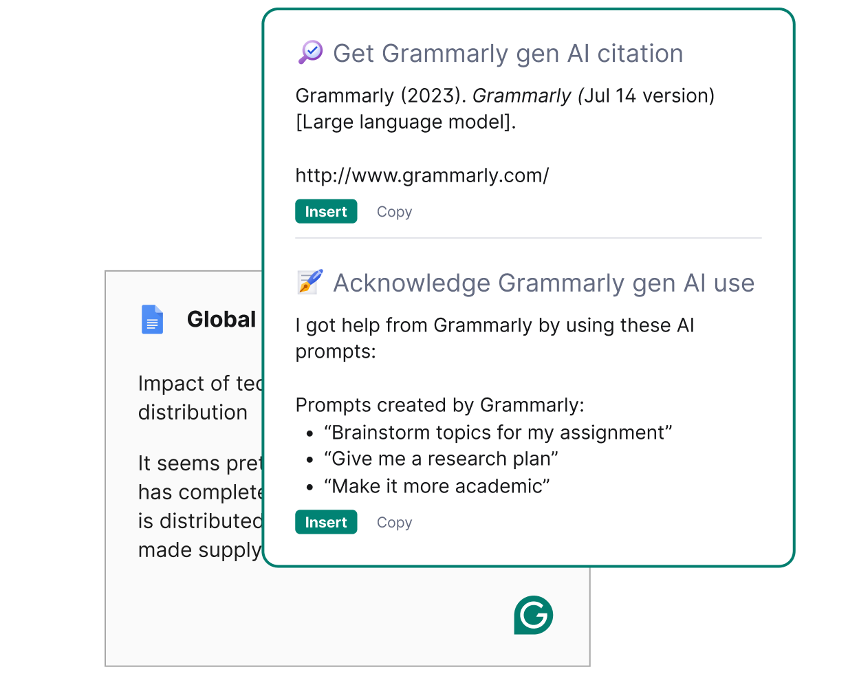 Get full AI citation using Grammarly