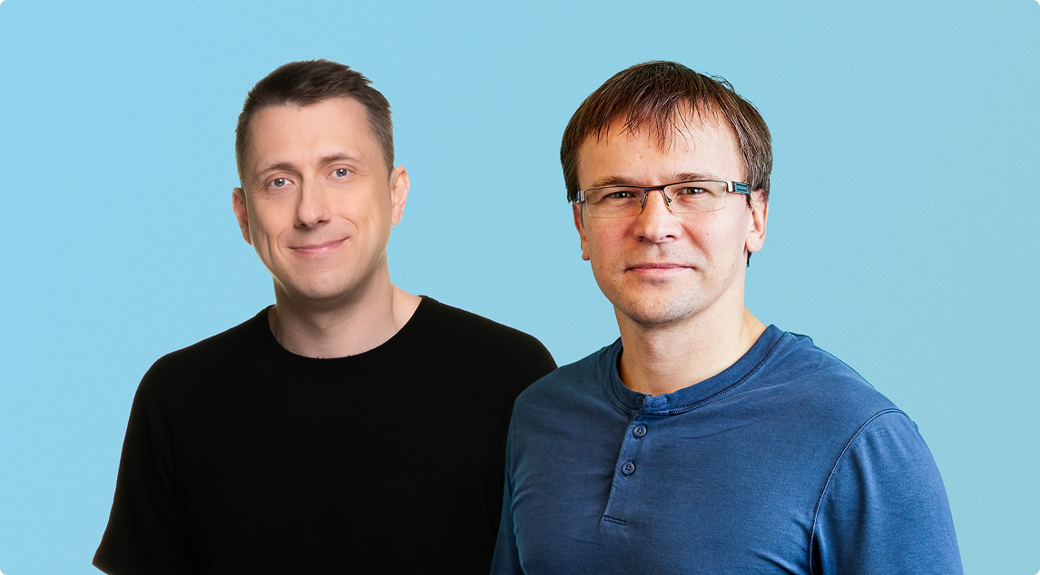 Headshots of Grammarly's founders.