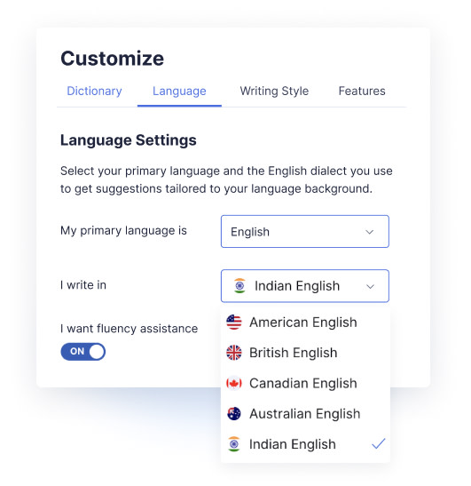 Showing how Grammarly can switch between languages