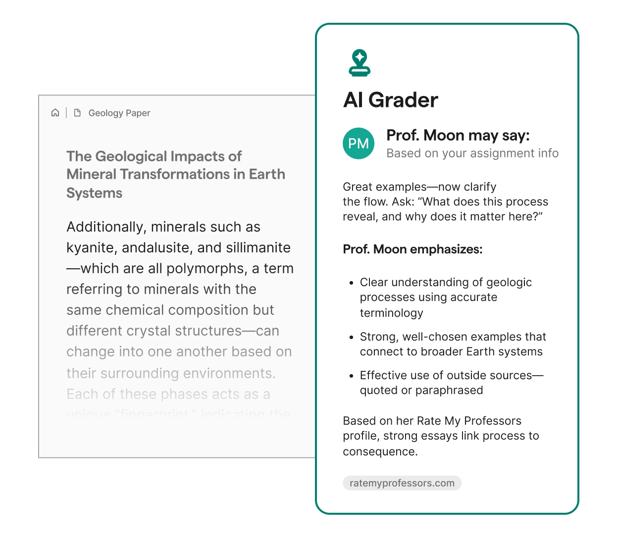 Grammarly AI Grader showing how professors can provide feedback on a paper