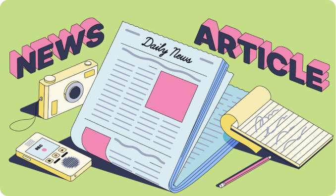 learn to write articles Illustration of a newspaper with News Article written