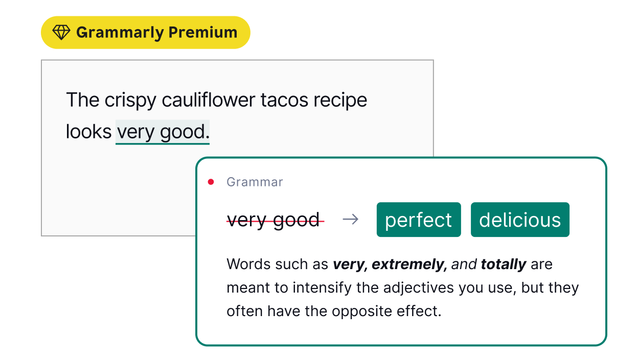 Grammarly Premium suggests changing the adjective in your text.