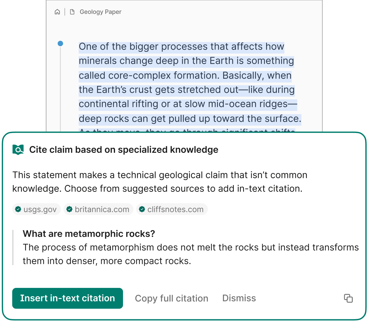 Cite claim based on specialized knowledge