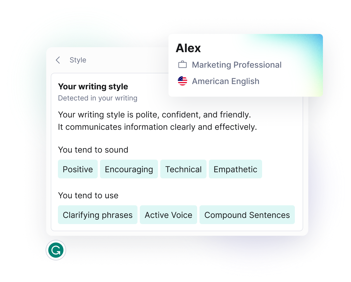 Illustration of how a user can set their writing tone using GrammarlyGO