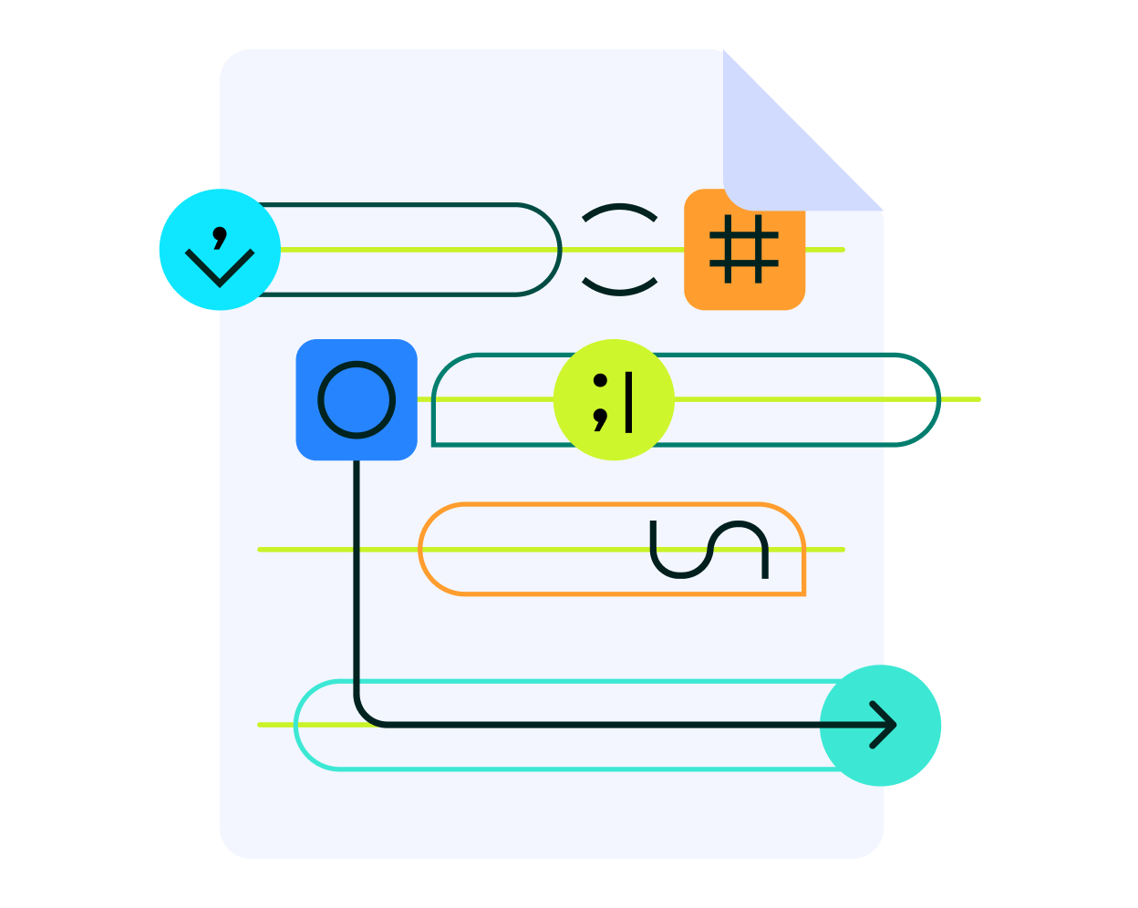 Colorful markings on page