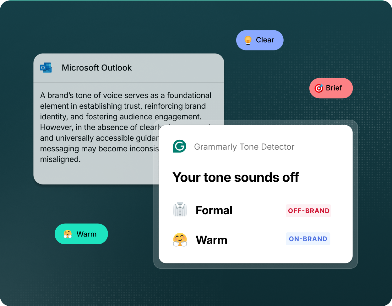 Grammarly letting the user know that their Outlook e-mail tone is off
