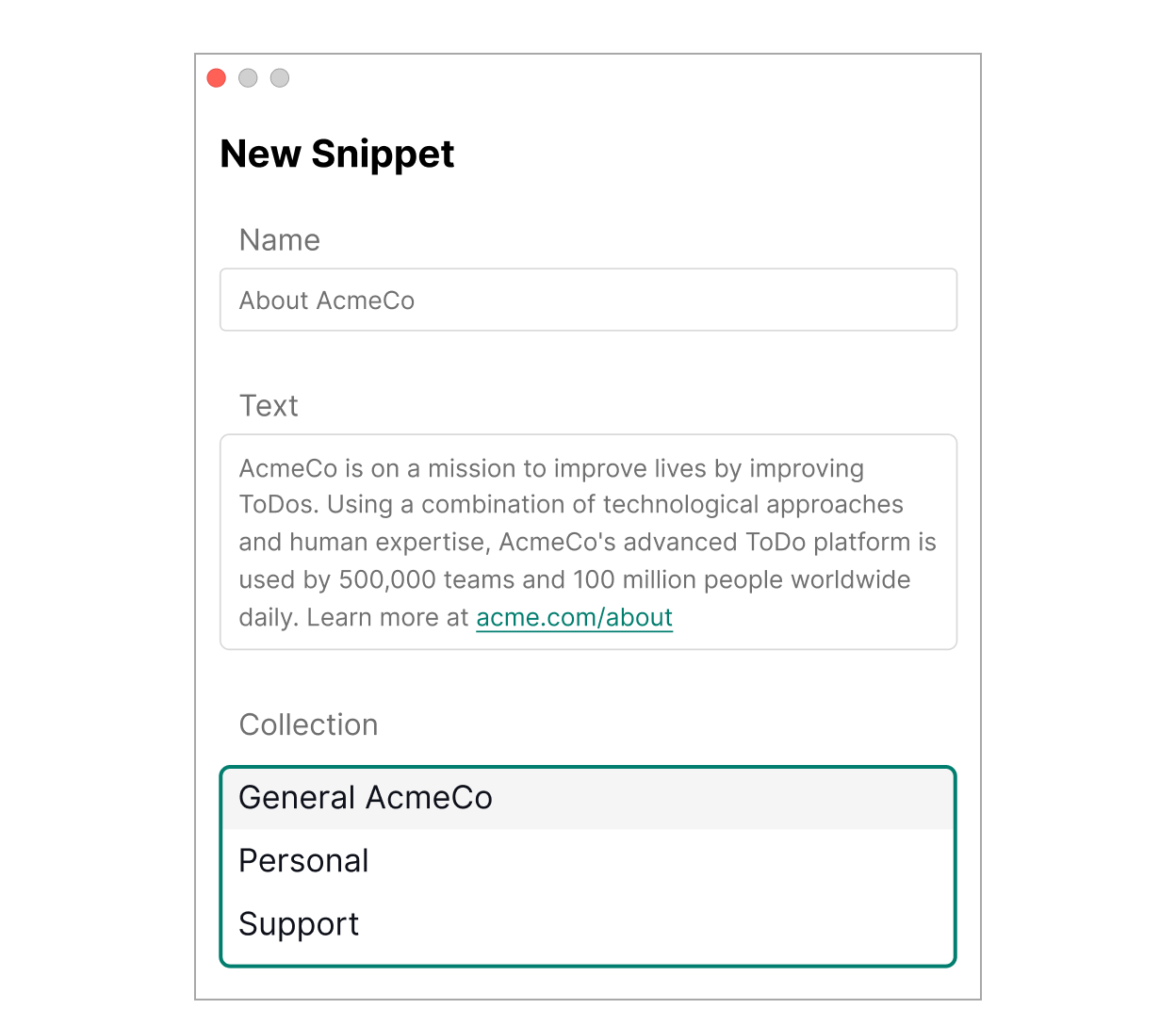 Grammarly snippet example