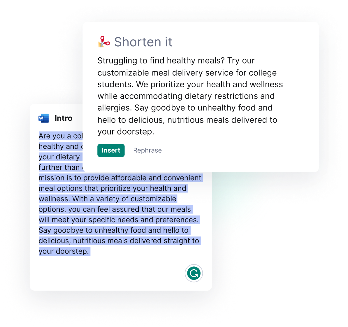 Paraphrasing product example