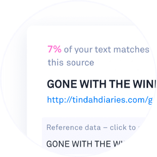 Example of how Grammarly detects plagiarism