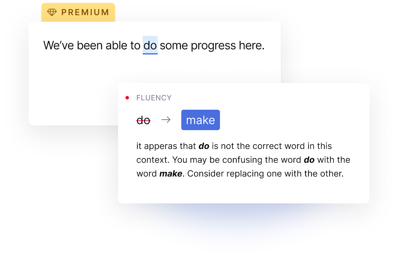 Premium example of fluency suggestions