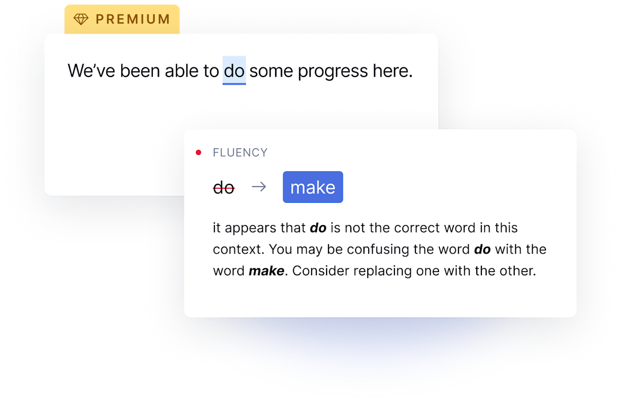 Premium example of fluency suggestions