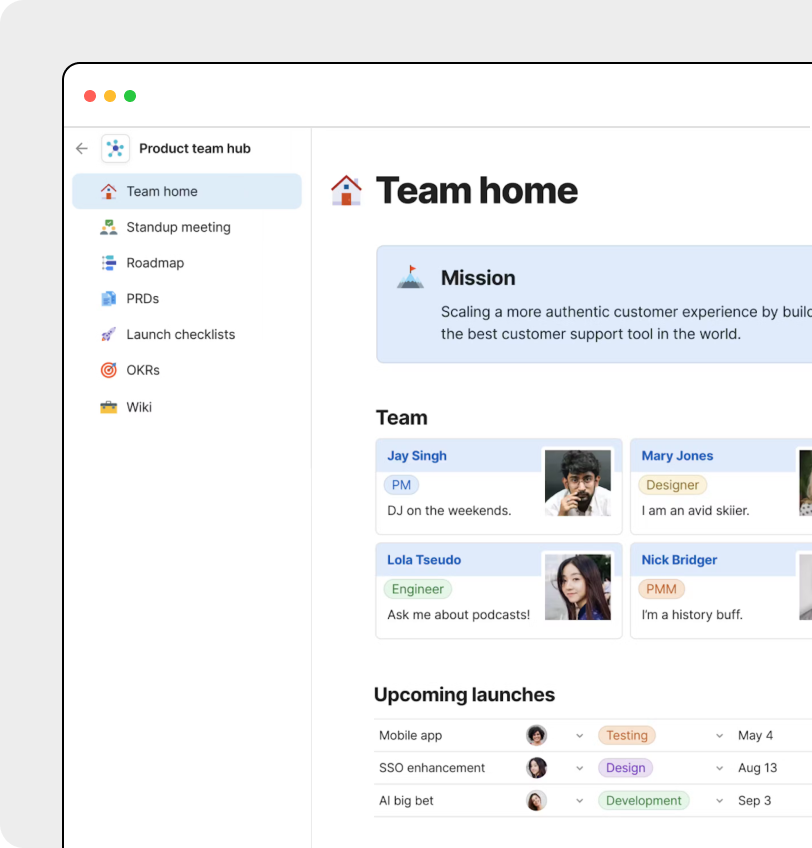 product team hub