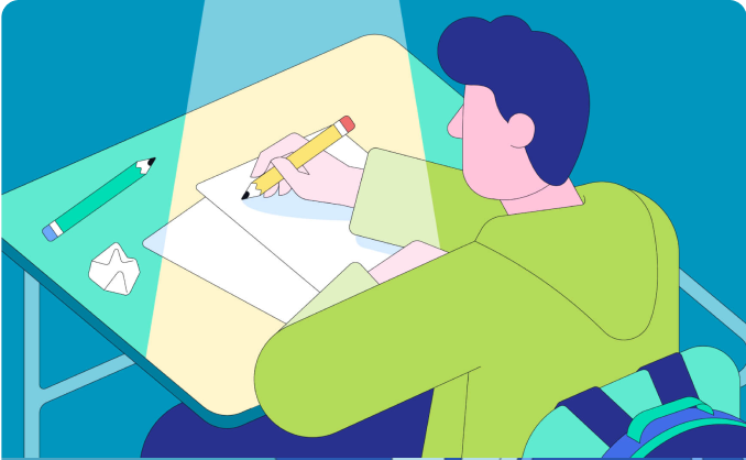 thesis question generator Illustration of a person writing at a desk