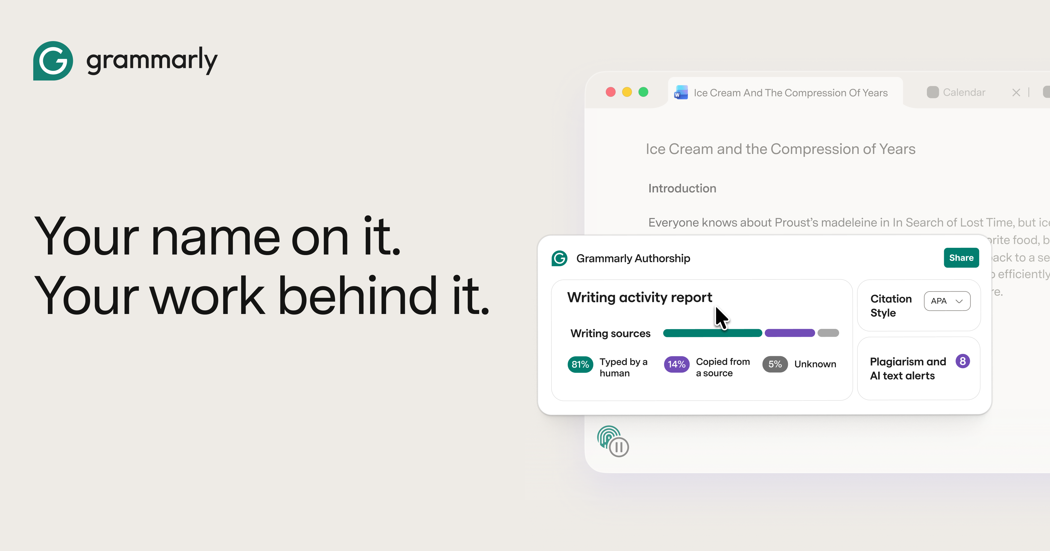 Grammarly Authorship website preview