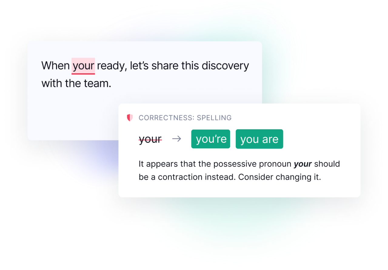 Spelling correction within the Grammarly product