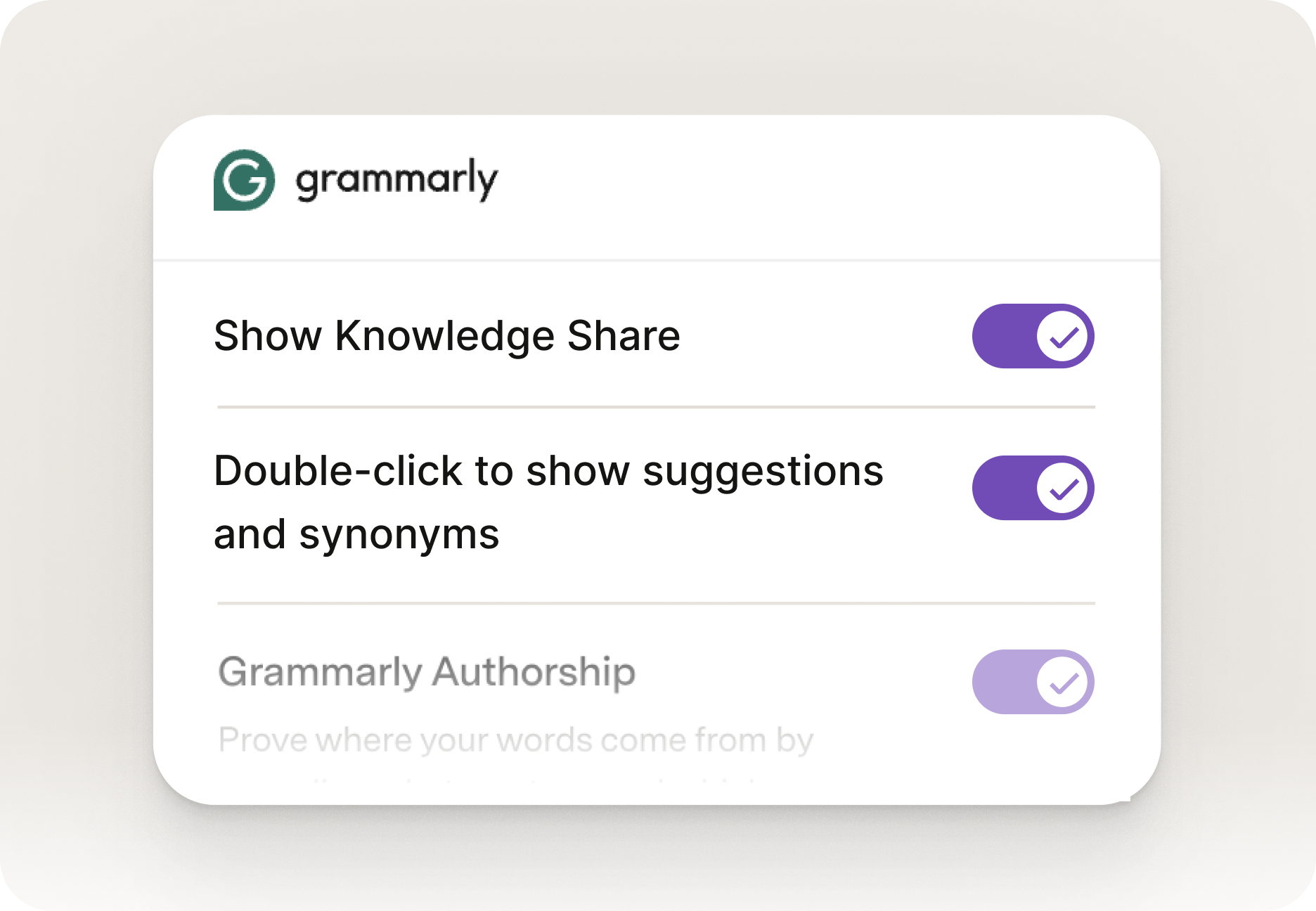 Grammarly settings