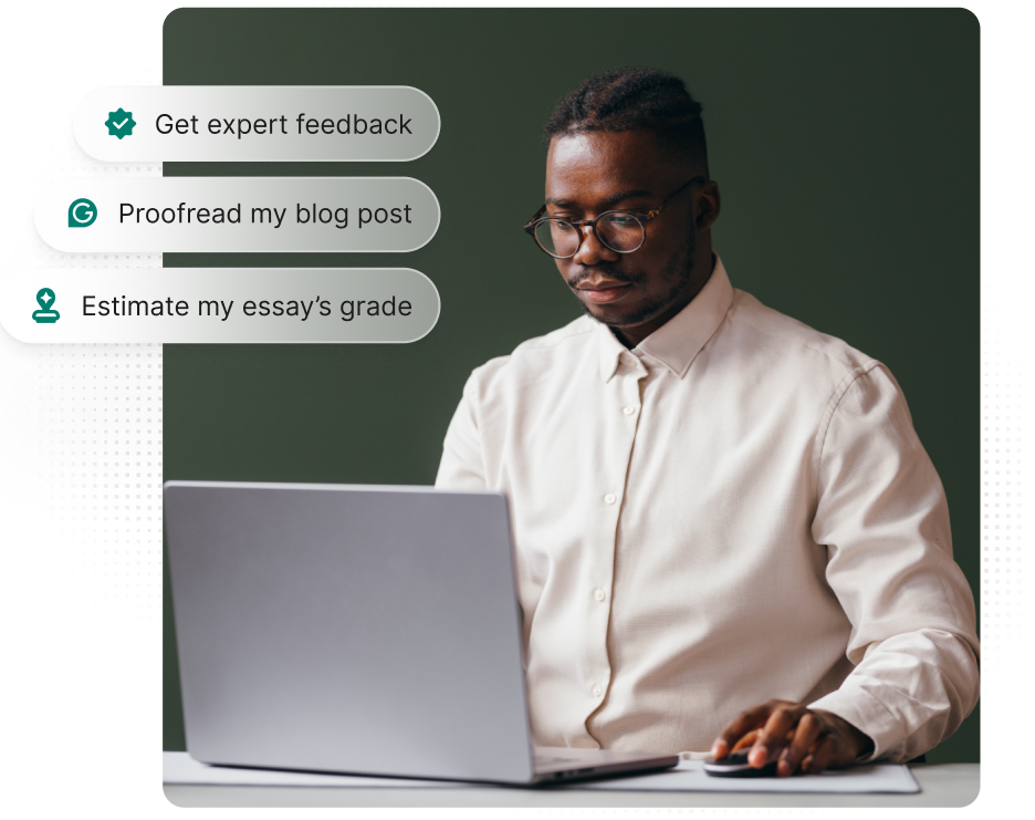 Person using laptop with Grammarly messages