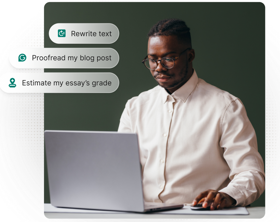 Person using laptop with Grammarly messages