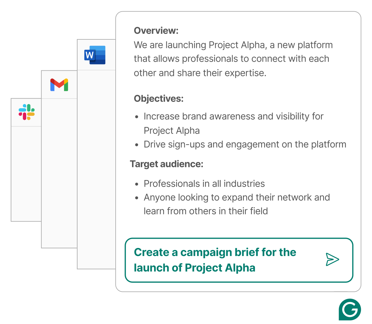 Showing how Grammarly can create a campaign brief from scratch