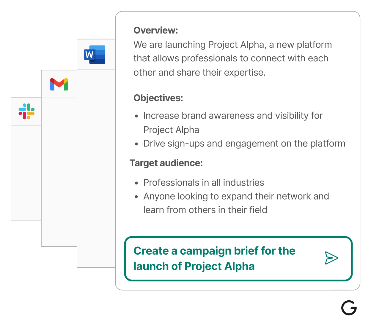 Showing how Grammarly can create a campaign brief from scratch