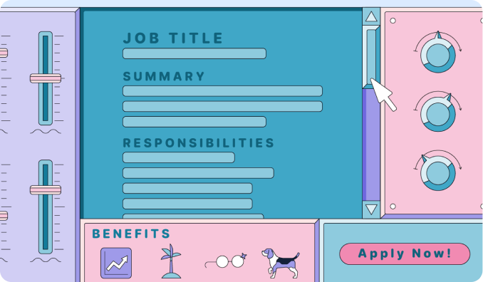 An illustration of a job description showing job title, summary, and responsibilities