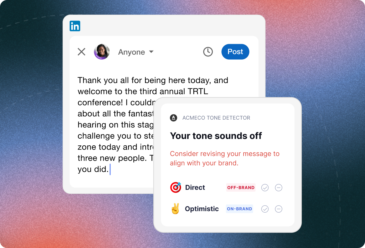 LinkedIn tone product example