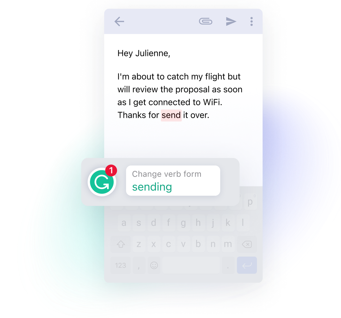 Mobile example of Grammarly product in Android