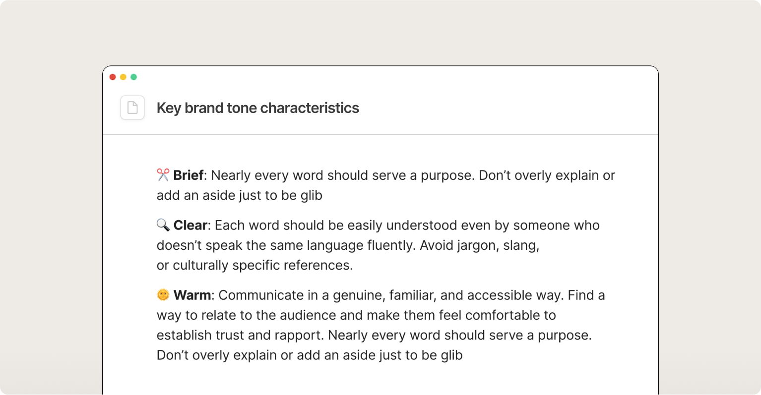 Key brand tone characteristics