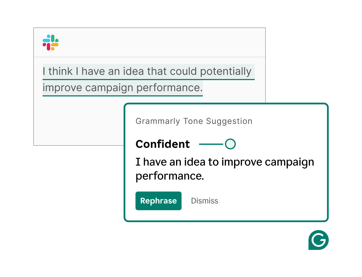 Shows how a user can use Grammarly to sound confident through generative AI