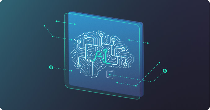 Graphic of a brain powering AI