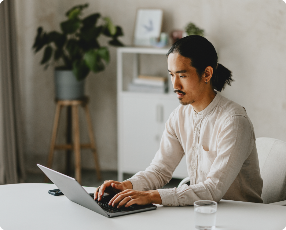 Person working at laptop