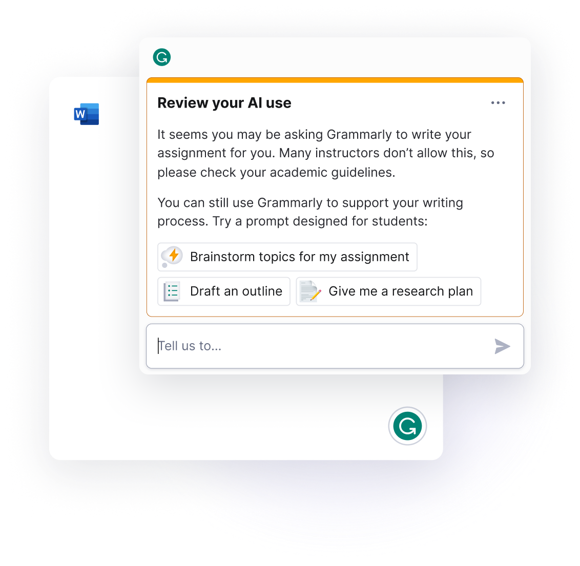 Grammarly reviews your AI use